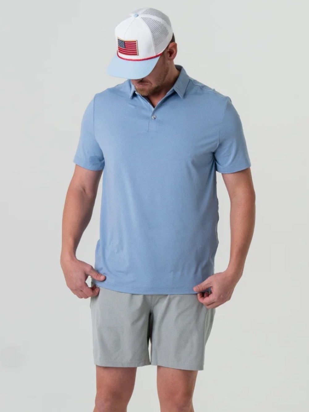 BURLEBO Men's Sky Blue Polo Shirt - Short Sleeve, size XXL